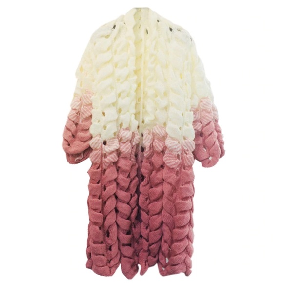 Pink & Cream Hand Knit Sweater - Picture 2 of 9